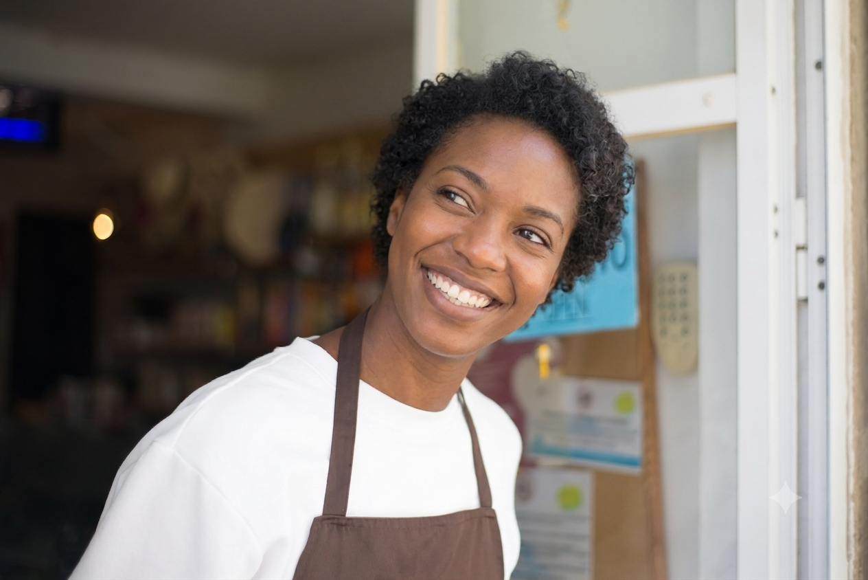 A woman smiling with confidence